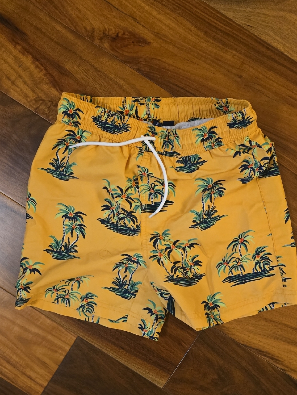 Janie and Jack Yellow Palm Tree Print Swim Shorts